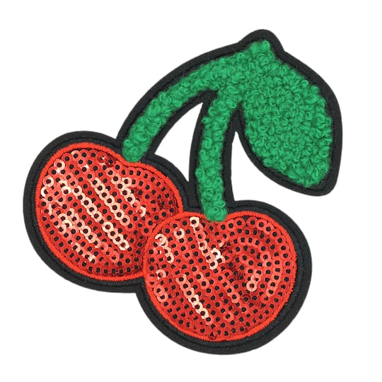 Iron-On &#x26; Adhesive Cherry Embroidered Patch by Make Market&#xAE;